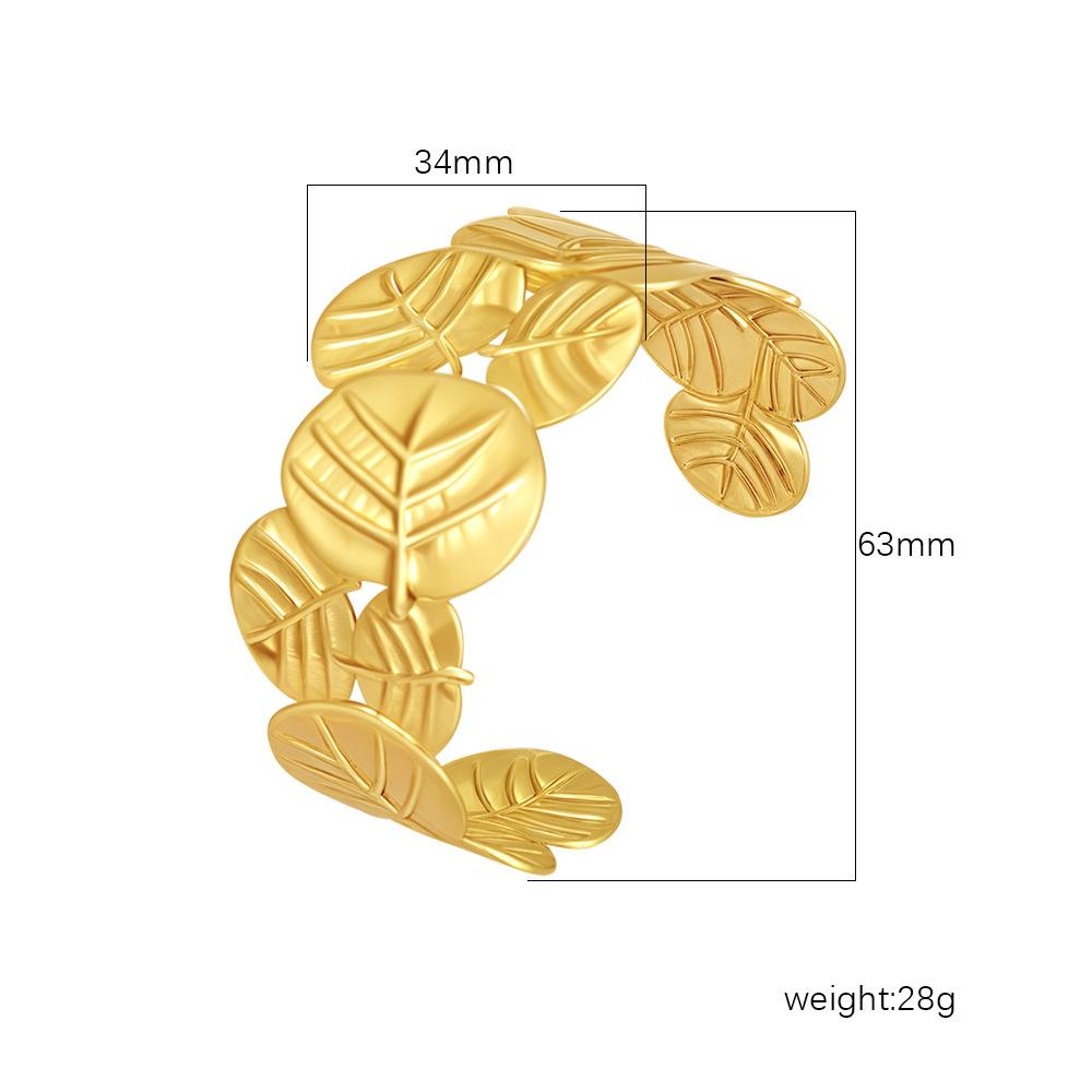 Gold Leaf Link Open Cuff Bangle