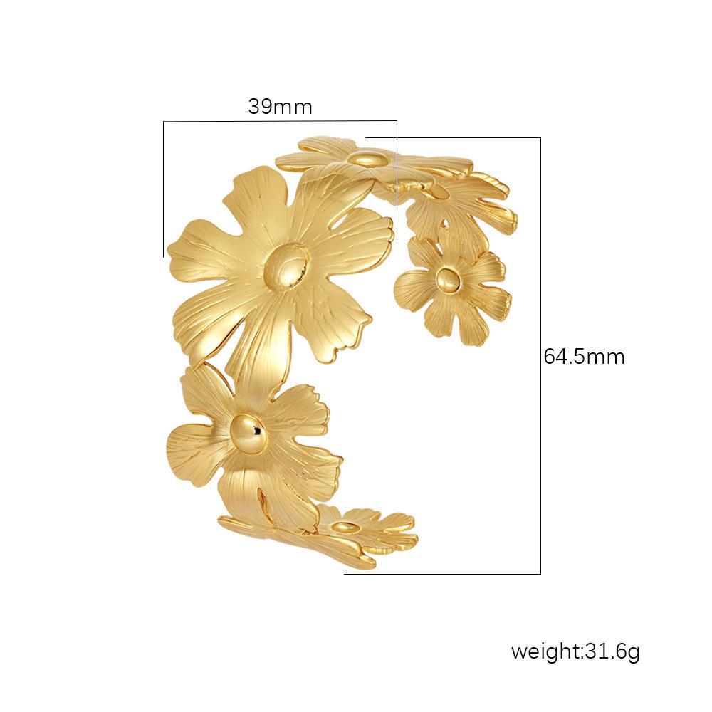 Gold Wildflower Bloom Cuff Bangle
