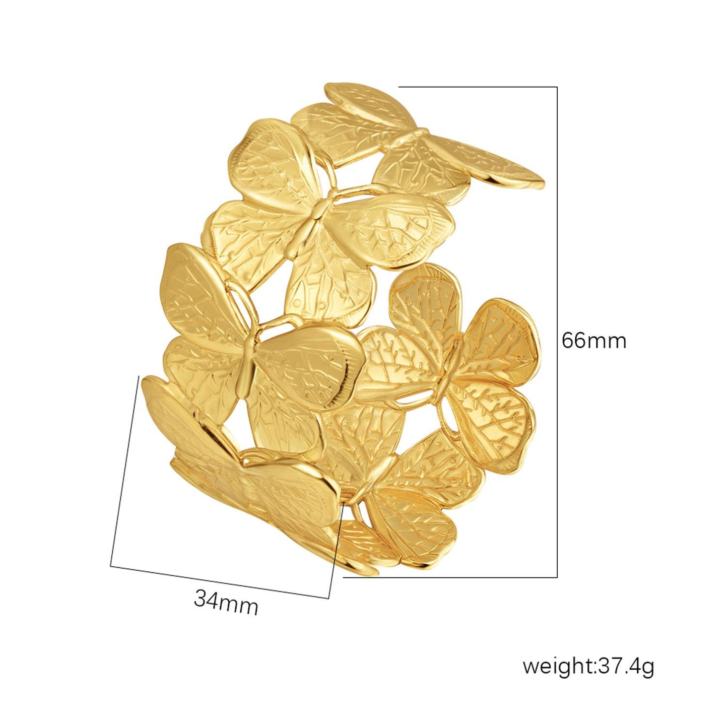 Gold Butterfly Wing Cuff Bangle