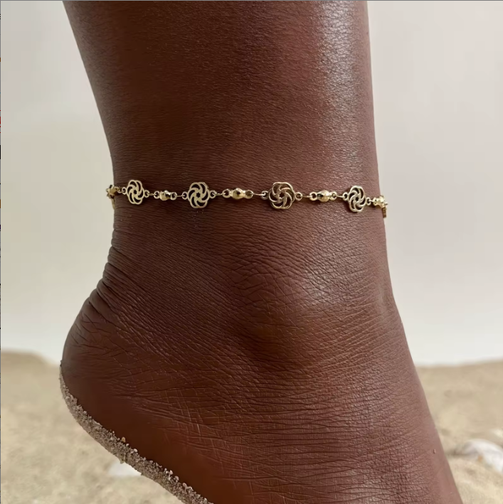 Gold Celtic Knot Rose Chain Anklet