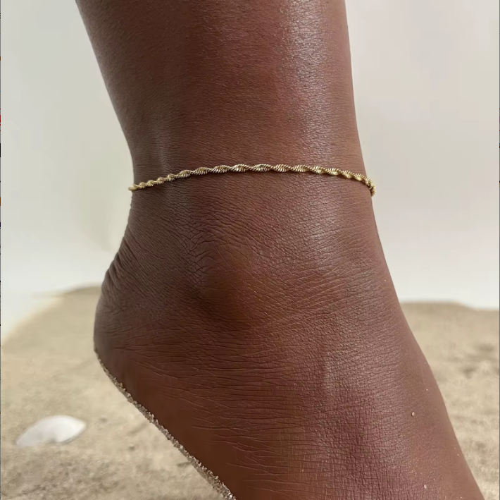 Gold Twisted Rope Chain Anklet