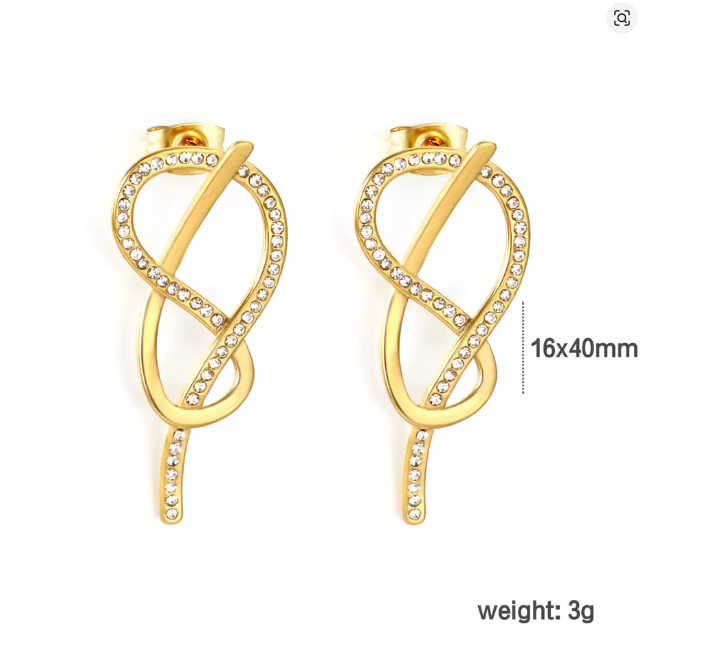 Gold Infinity Knot Pavé Earrings