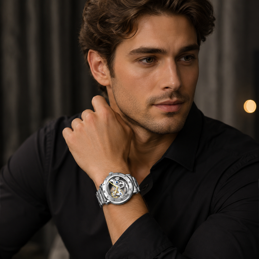 FORSINING Black Skeleton Automatic Watch