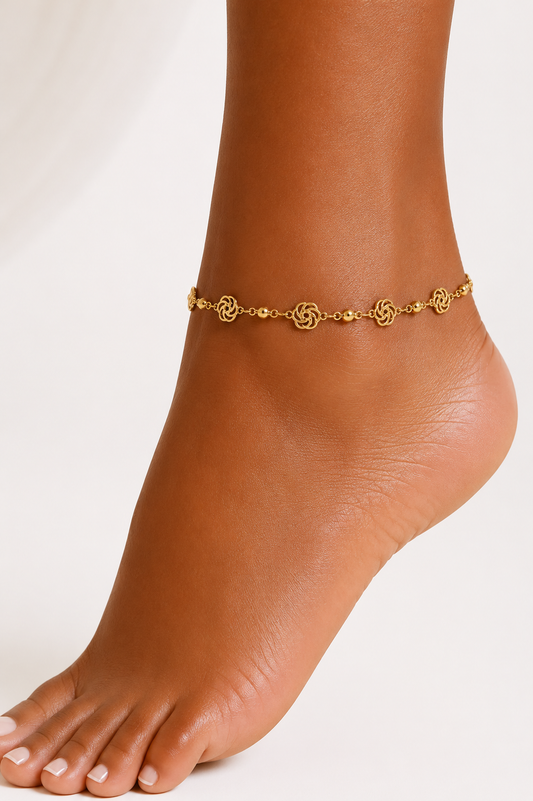 Gold Celtic Knot Rose Chain Anklet