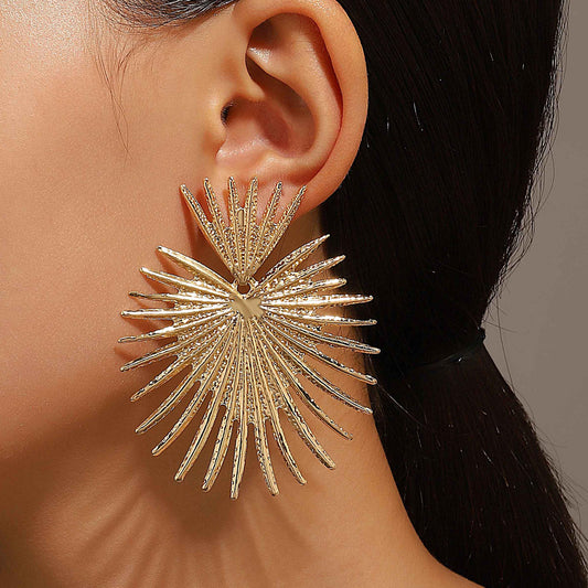 Gold Sunburst Spike Statement Earrings