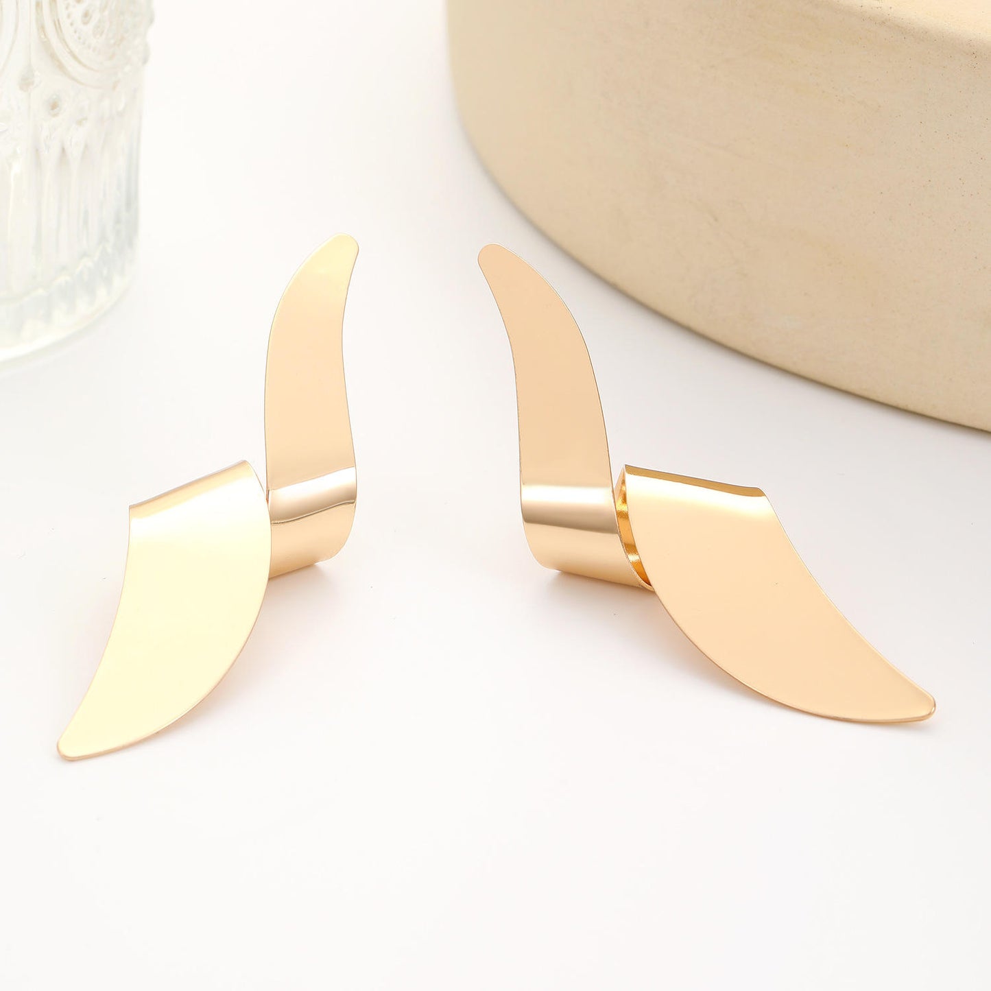 Gold Twisted Flame Drop Earrings