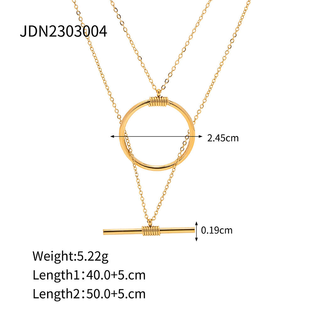 Gold OT Toggle Layered Necklace Set – Women's Minimalist Luxury Jewellery