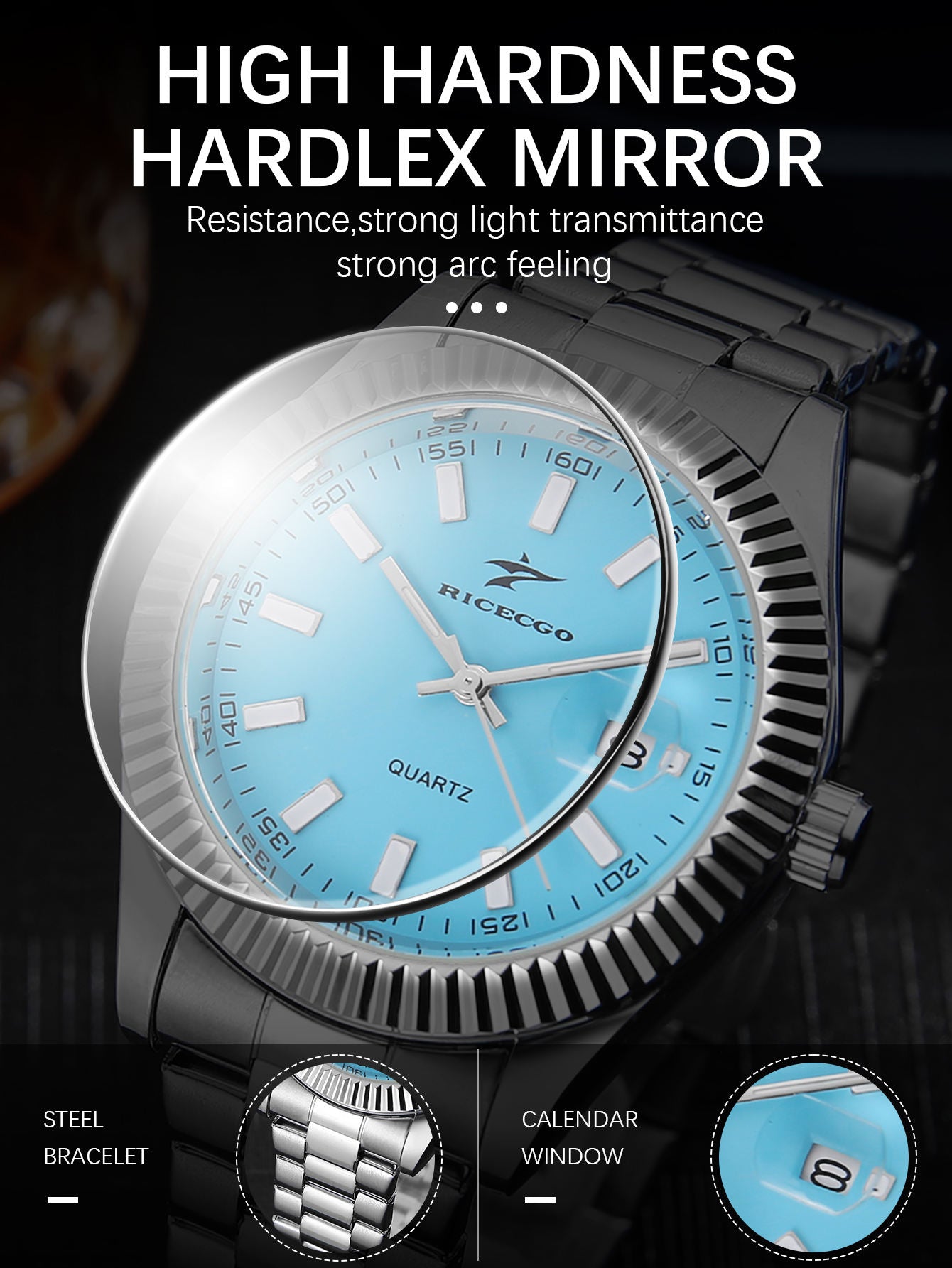 RICECGO Ice Blue Quartz Watch