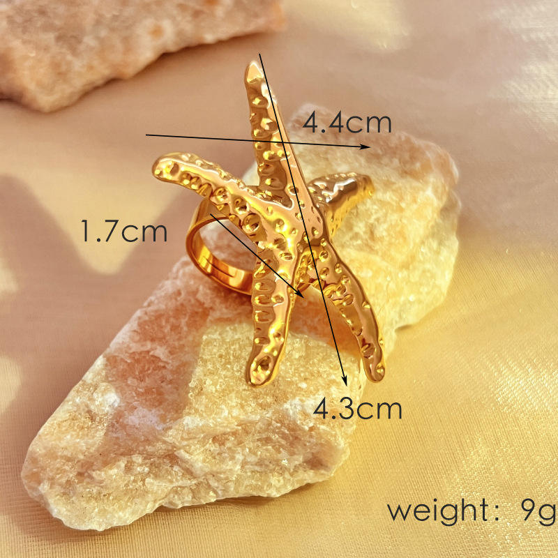 Gold Starfish Statement Ring
