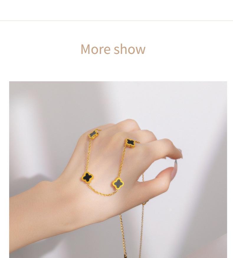 Gold Black Clover Station Necklace