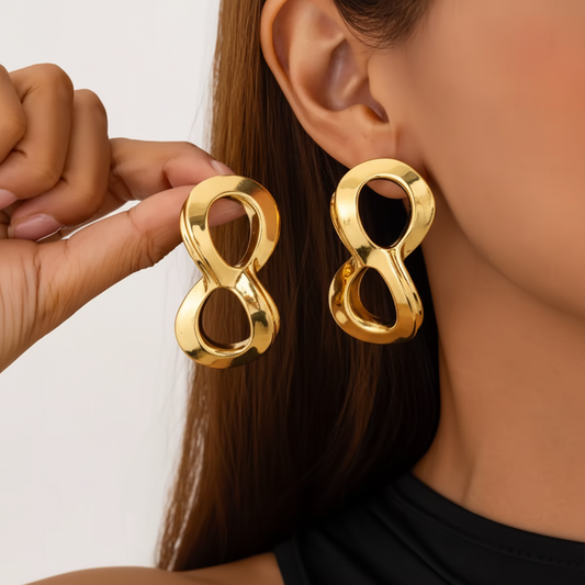 Gold Double Figure-8 Loop Earrings – Gold Colorway