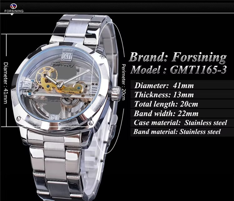 Forsining Skeleton Transparent Mechanical Watch