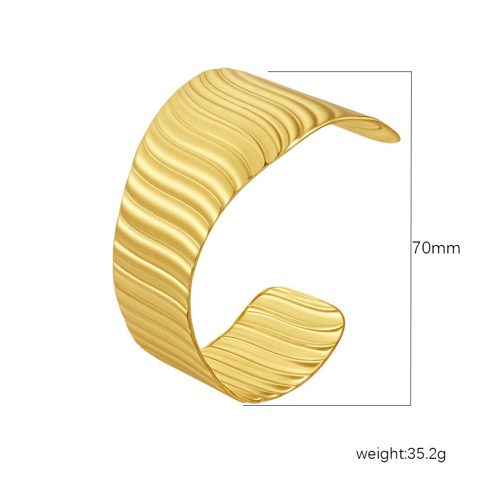 Gold Wide Wave Cuff Bangle