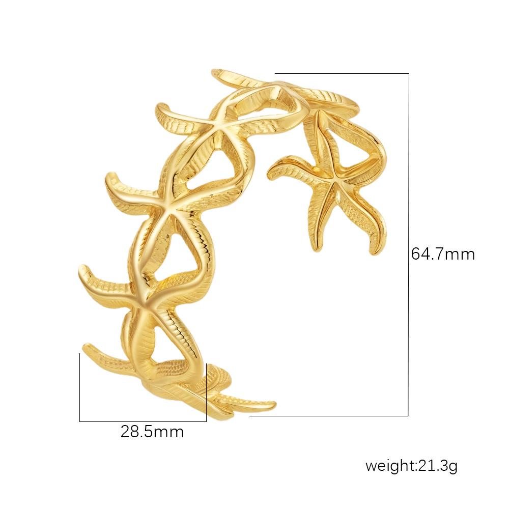 Gold Starfish Open Cuff Bangle