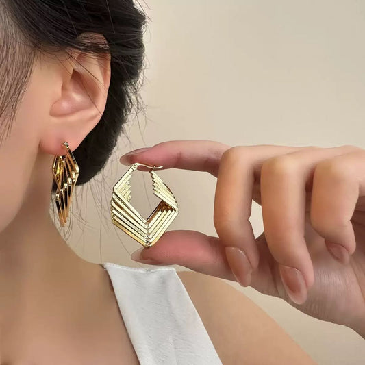 Gold Layered Diamond Hoop Earrings