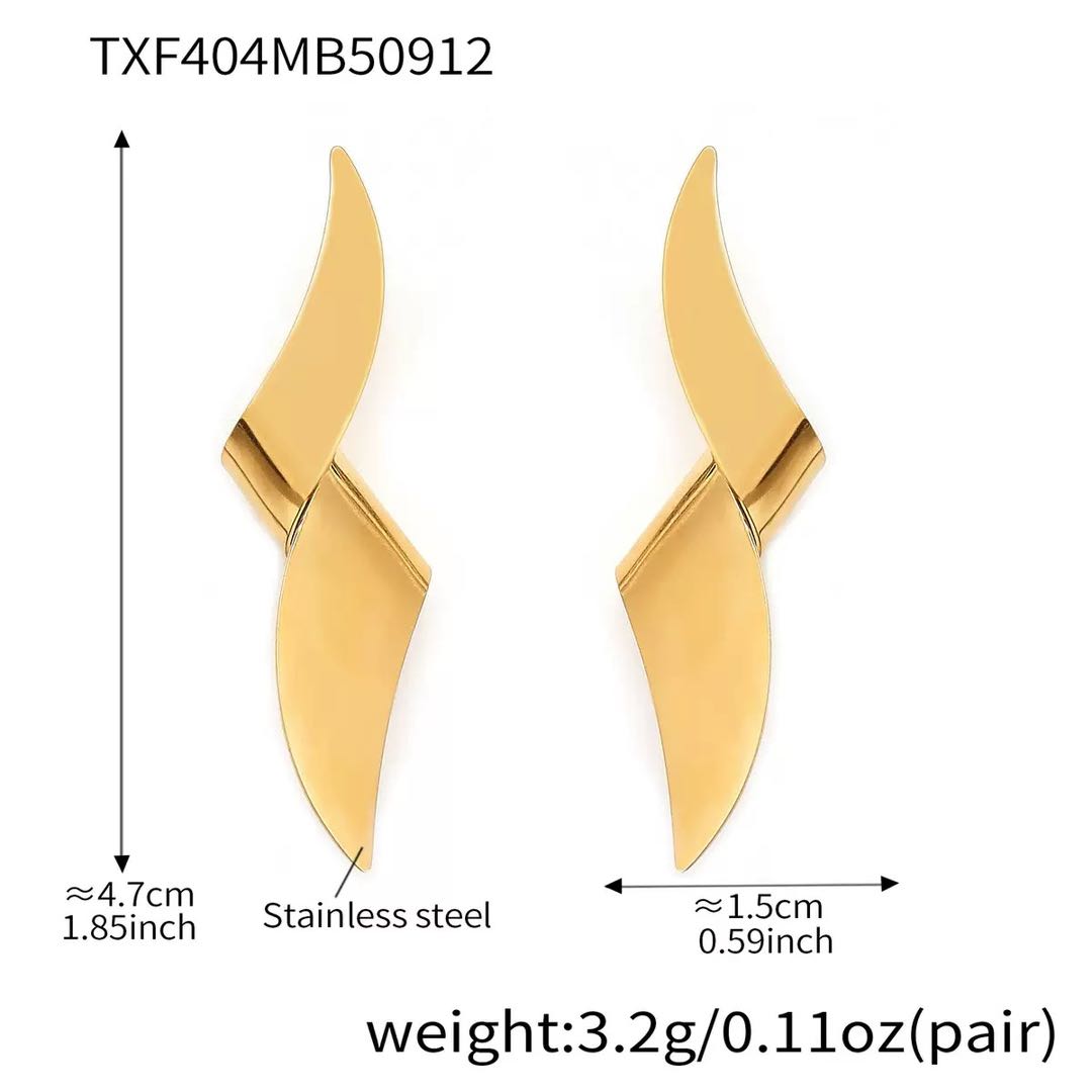 Gold Twisted Flame Drop Earrings