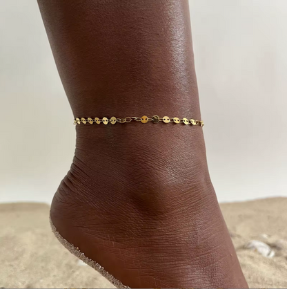 Gold Sequin Disc Chain Anklet