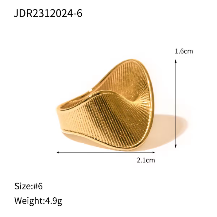 Gold Sunray Saddle Signet Ring