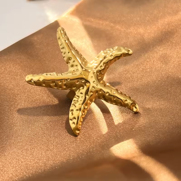 Gold Starfish Statement Ring