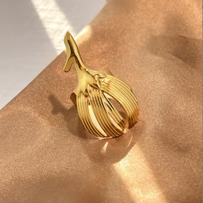 Gold Tulip Bud Statement Ring