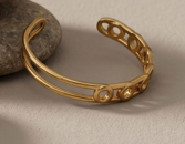 Gold Chain Link Crystal Cuff Ring