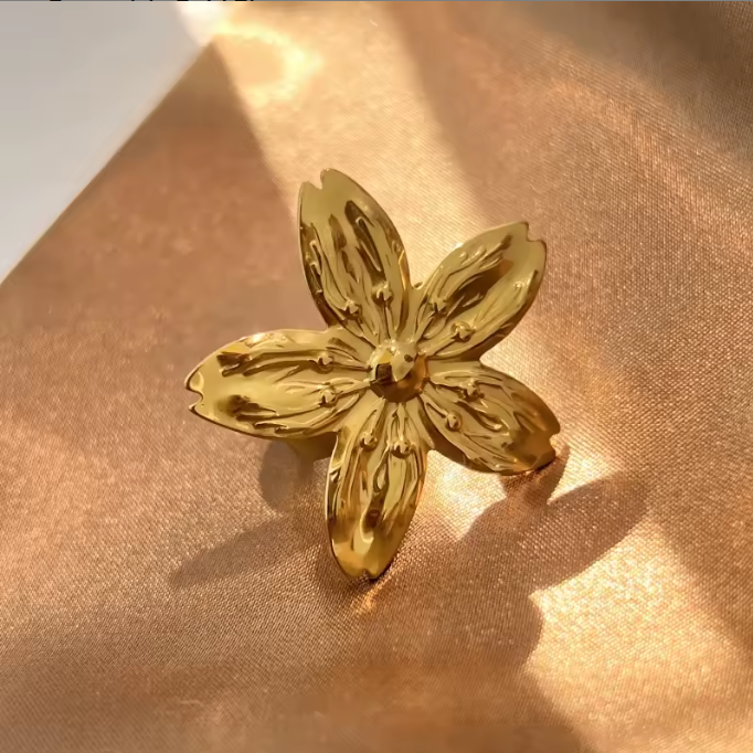 Gold Jasmine Blossom Statement Ring