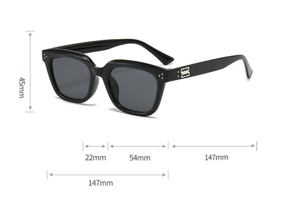 Black Square Sunglasses – Gradient Lens with Silver Logo Detail