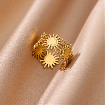 Gold Triple Sun Open Ring