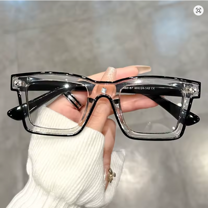Oversized Two-Tone Clear Frame Glasses