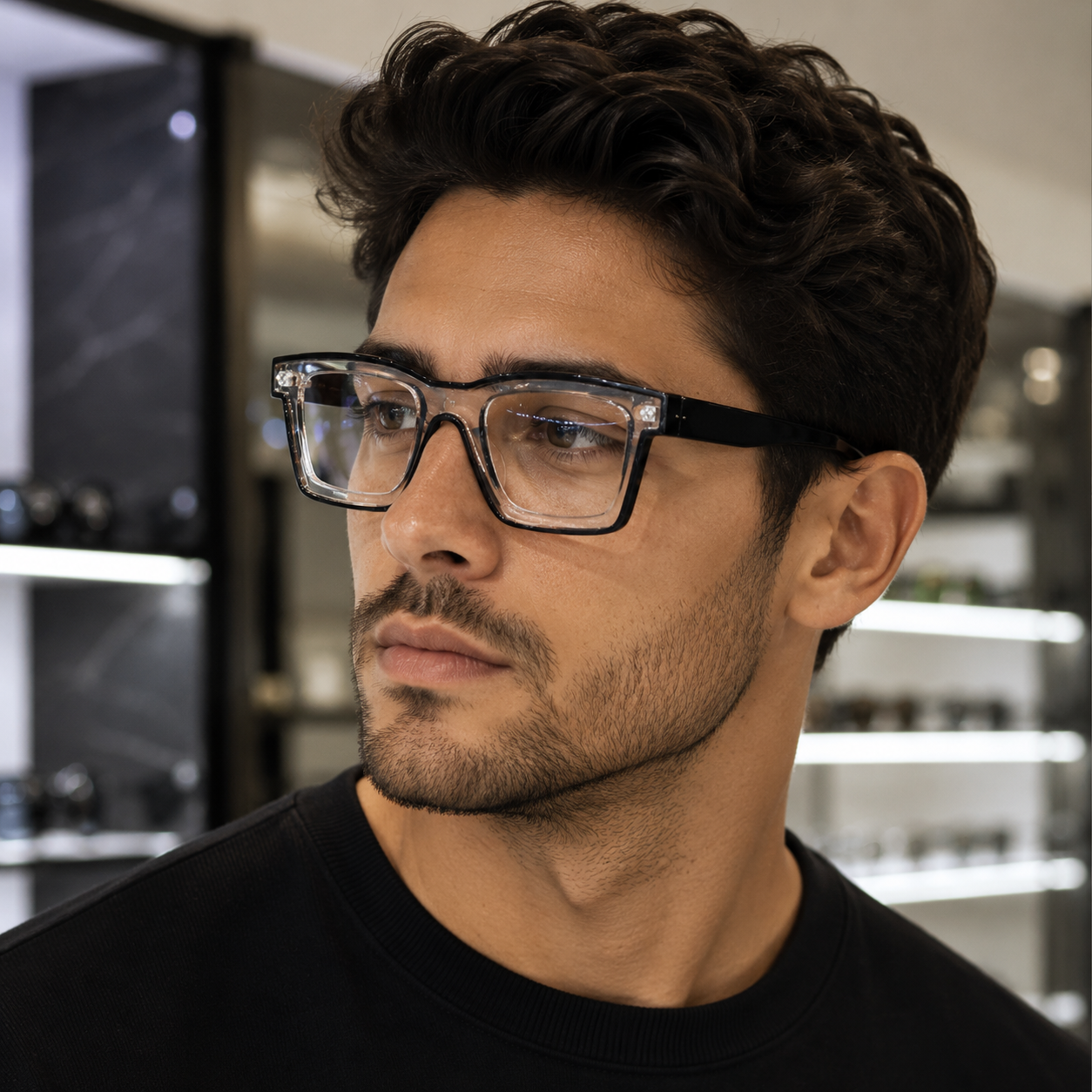 Oversized Two-Tone Clear Frame Glasses