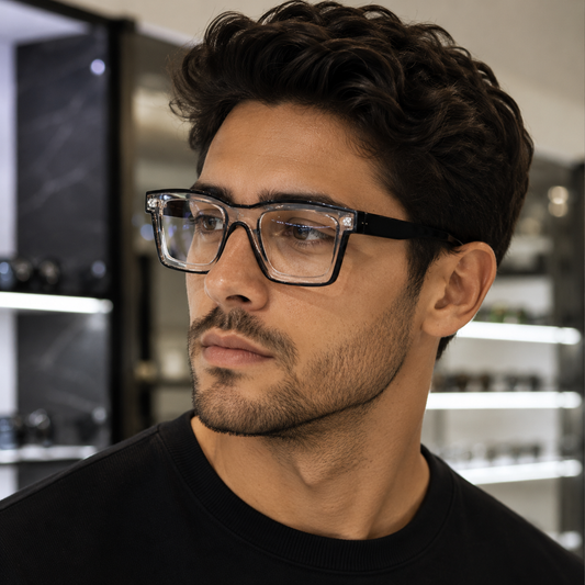 Oversized Two-Tone Clear Frame Glasses