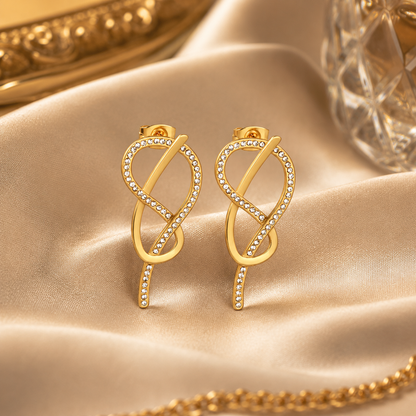 Gold Infinity Knot Pavé Earrings