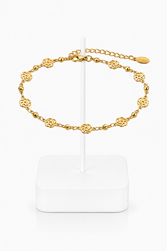 Gold Celtic Knot Rose Chain Anklet