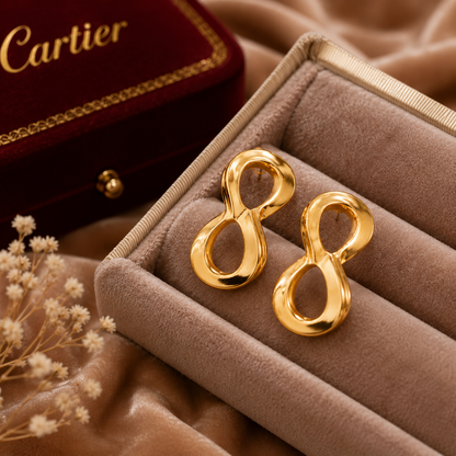 Gold Double Loop Infinity Statement Earrings