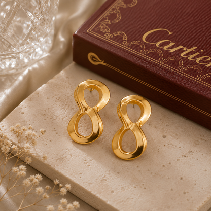 Gold Double Loop Infinity Statement Earrings