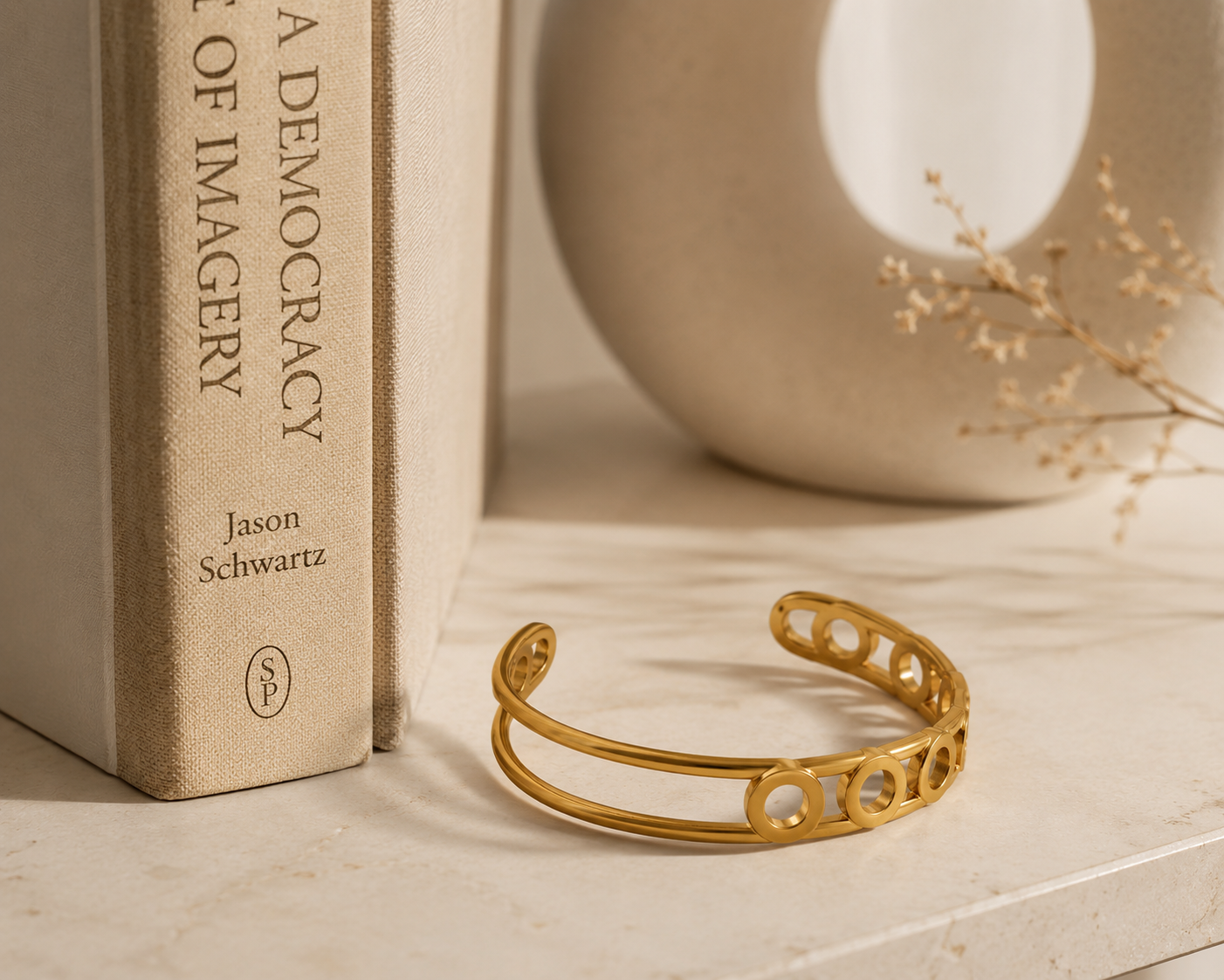 Gold Chain Link Crystal Cuff Ring