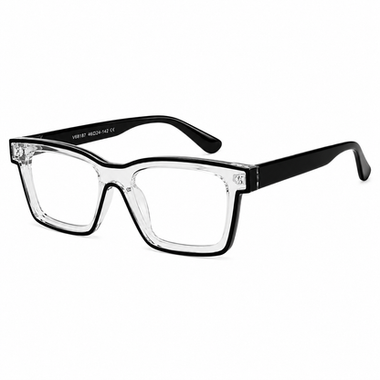 Oversized Two-Tone Clear Frame Glasses