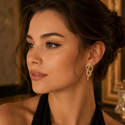Gold Infinity Knot Pavé Earrings