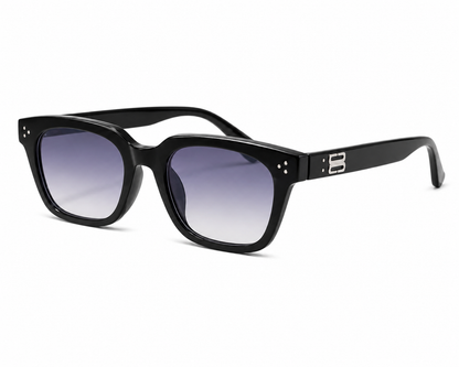 Black Square Sunglasses – Gradient Lens with Silver Logo Detail