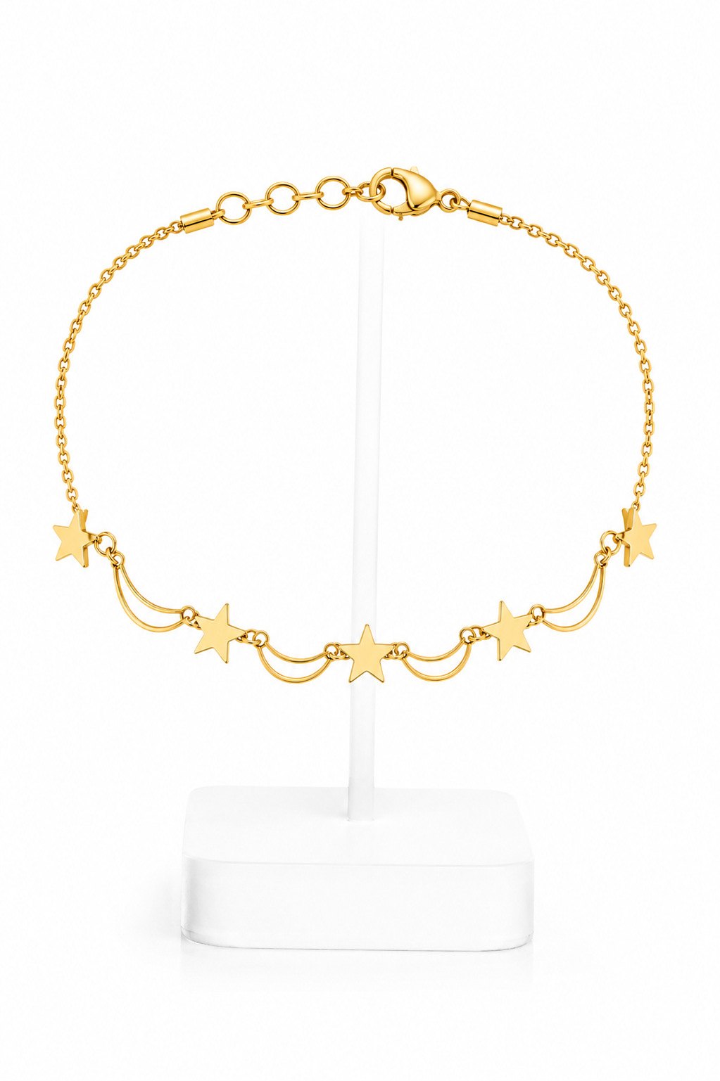 Gold Star & Moon Festoon Chain Anklet