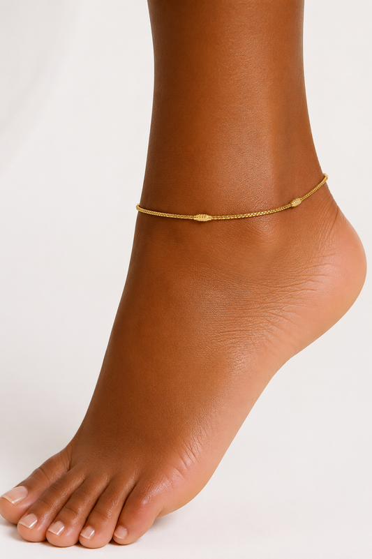 Gold Double Snake Bar Chain Anklet