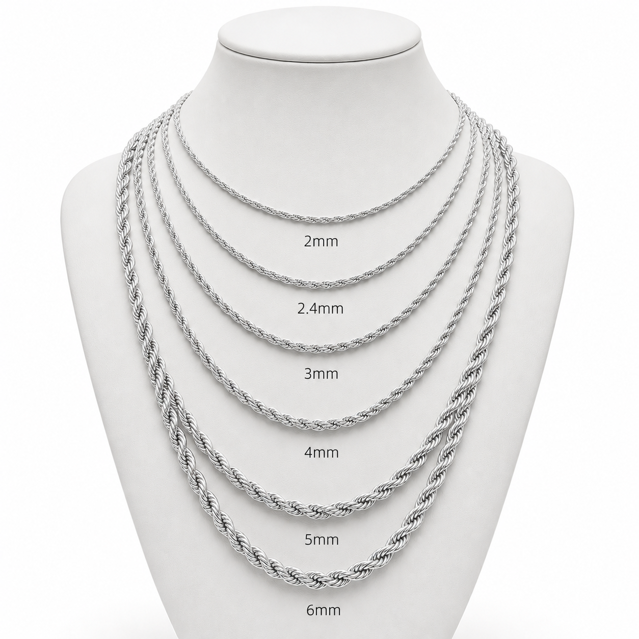 Gold Rope Chain Necklace – Stainless Steel Twisted Chain for Men & Women