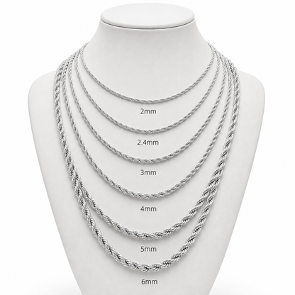 Gold Rope Chain Necklace – Stainless Steel Twisted Chain for Men & Women