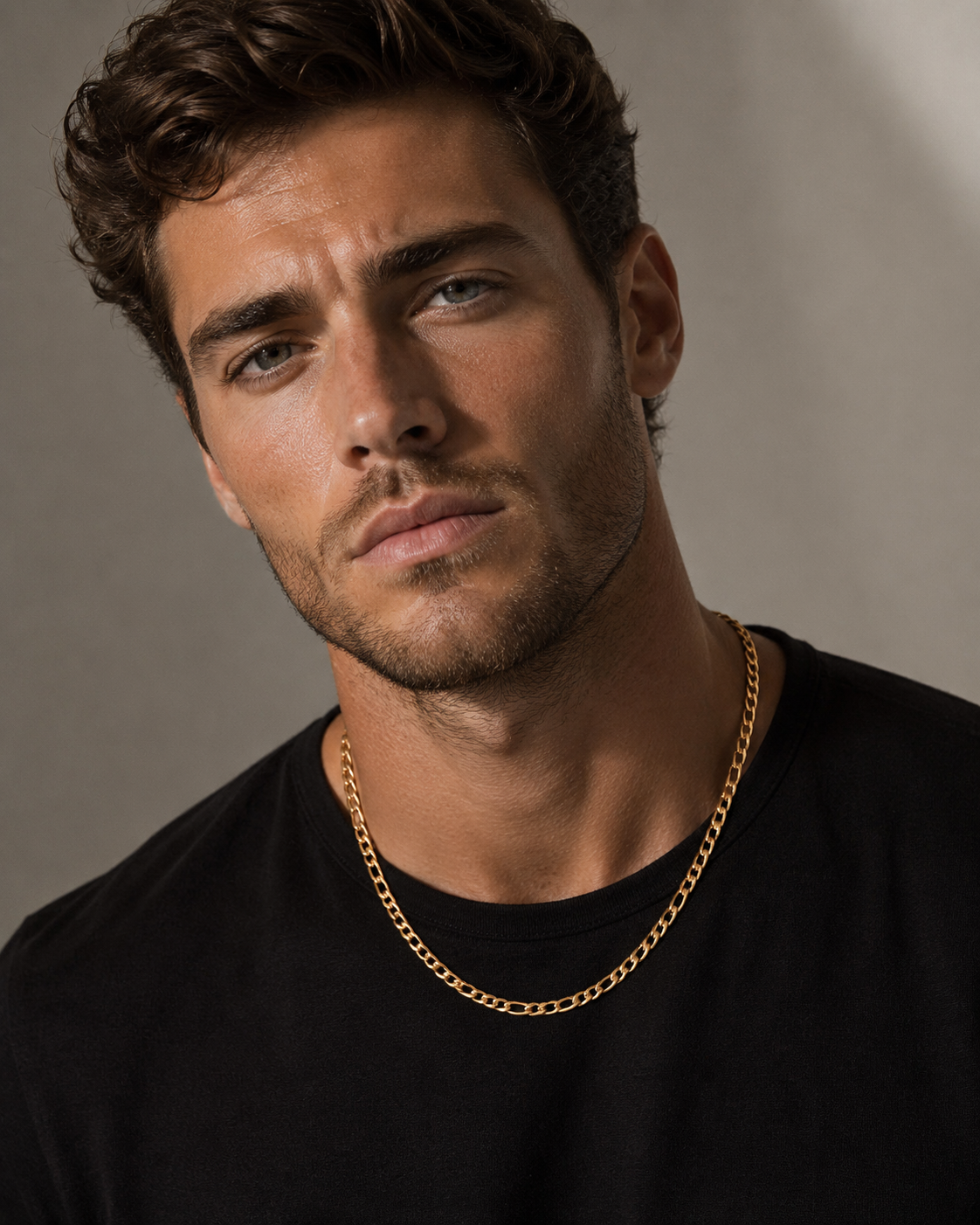 Gold Figaro Chain Necklace – 18K Gold-Plated Stainless Steel for Men & Women