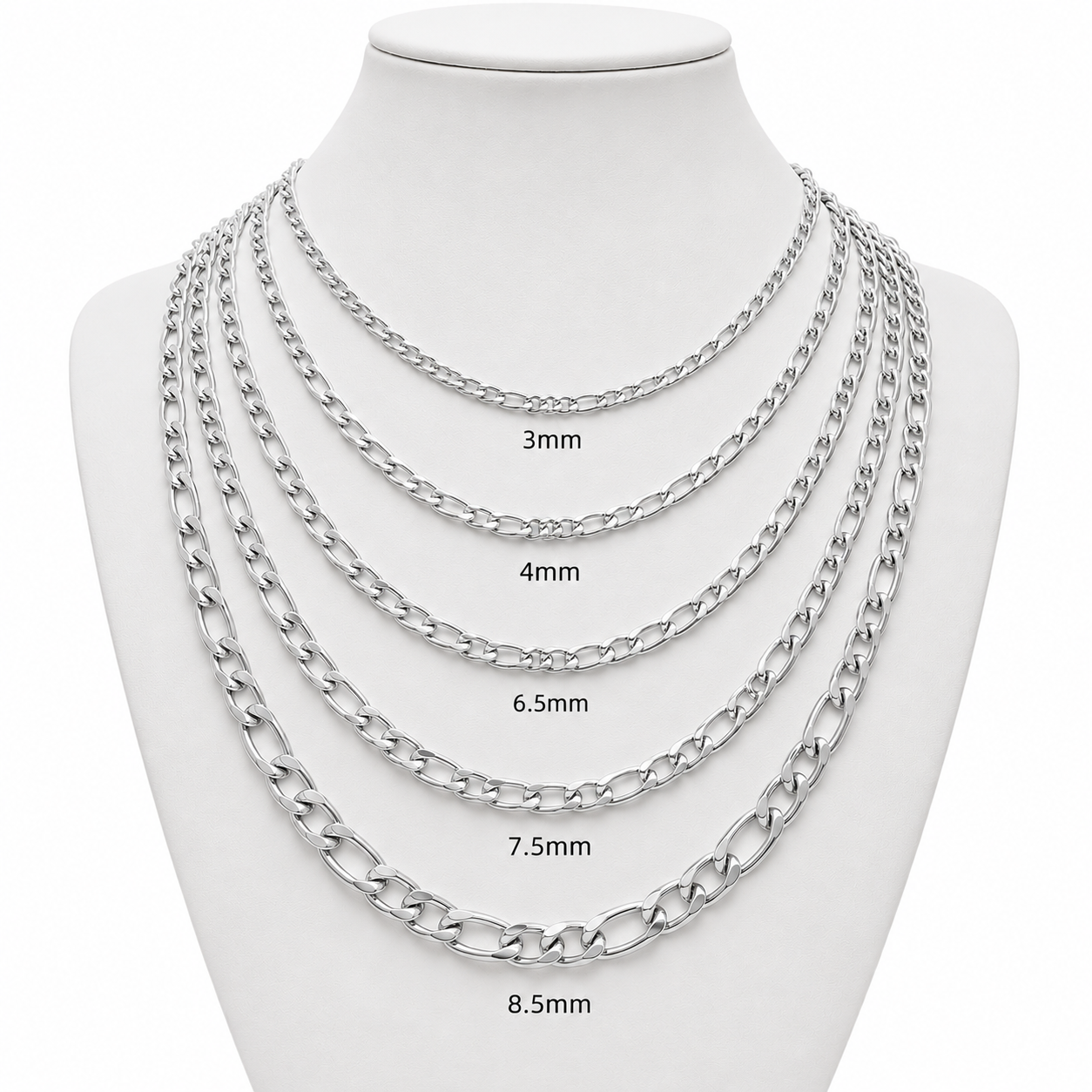 Gold Figaro Chain Necklace – 18K Gold-Plated Stainless Steel for Men & Women