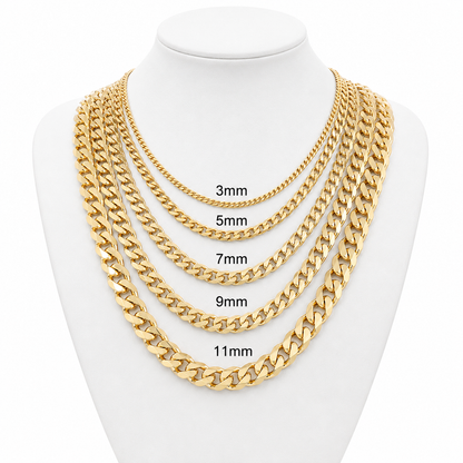 Gold Cuban Link Chain Necklace – 18K Gold-Plated Stainless Steel for Men & Women