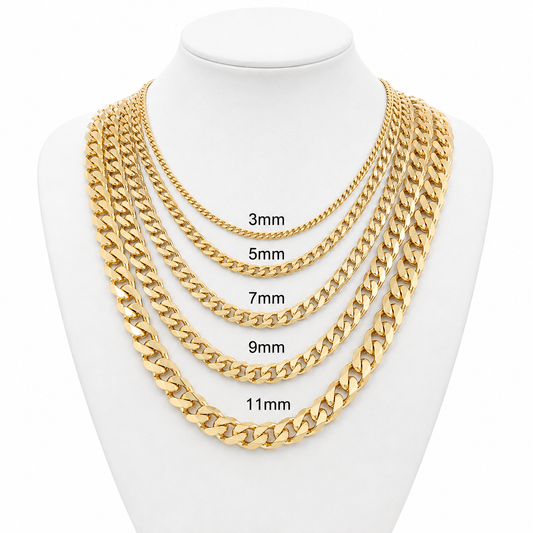 Gold Cuban Link Chain Necklace – 18K Gold-Plated Stainless Steel for Men & Women