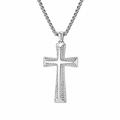 Cross Pendant Necklace – Stainless Steel Rope Chain for Men