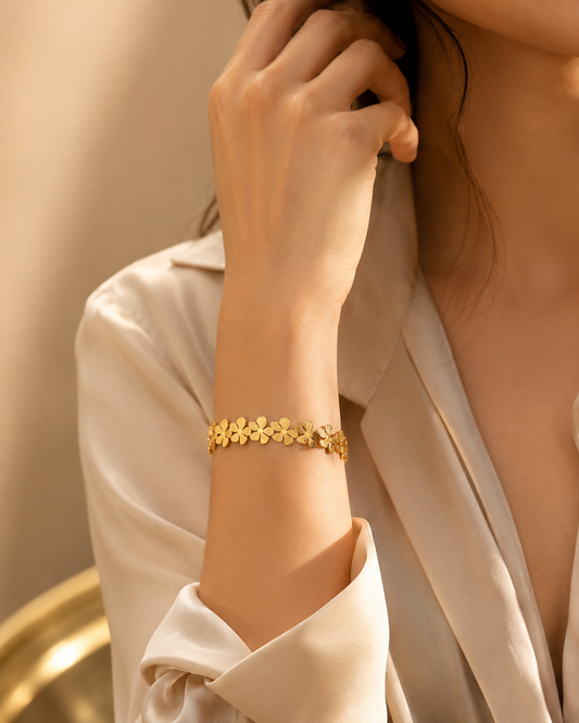 Gold Flower Cuff Bracelet