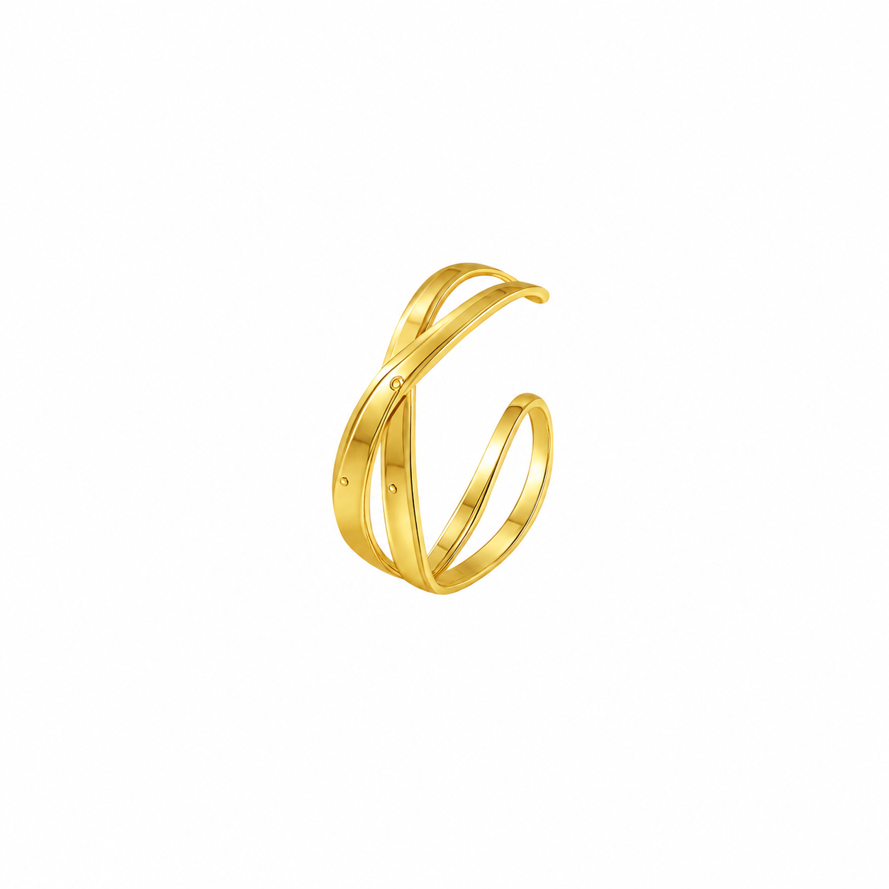 Gold Double Band Crossover Cuff Bangle